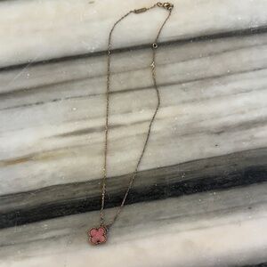 Elegant Pink Clover Pendant Necklace